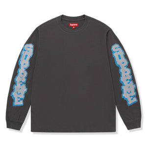 Supreme Cracked L/S Washed Black Top
