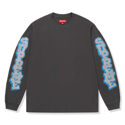 Supreme Cracked L/S Washed Black Top