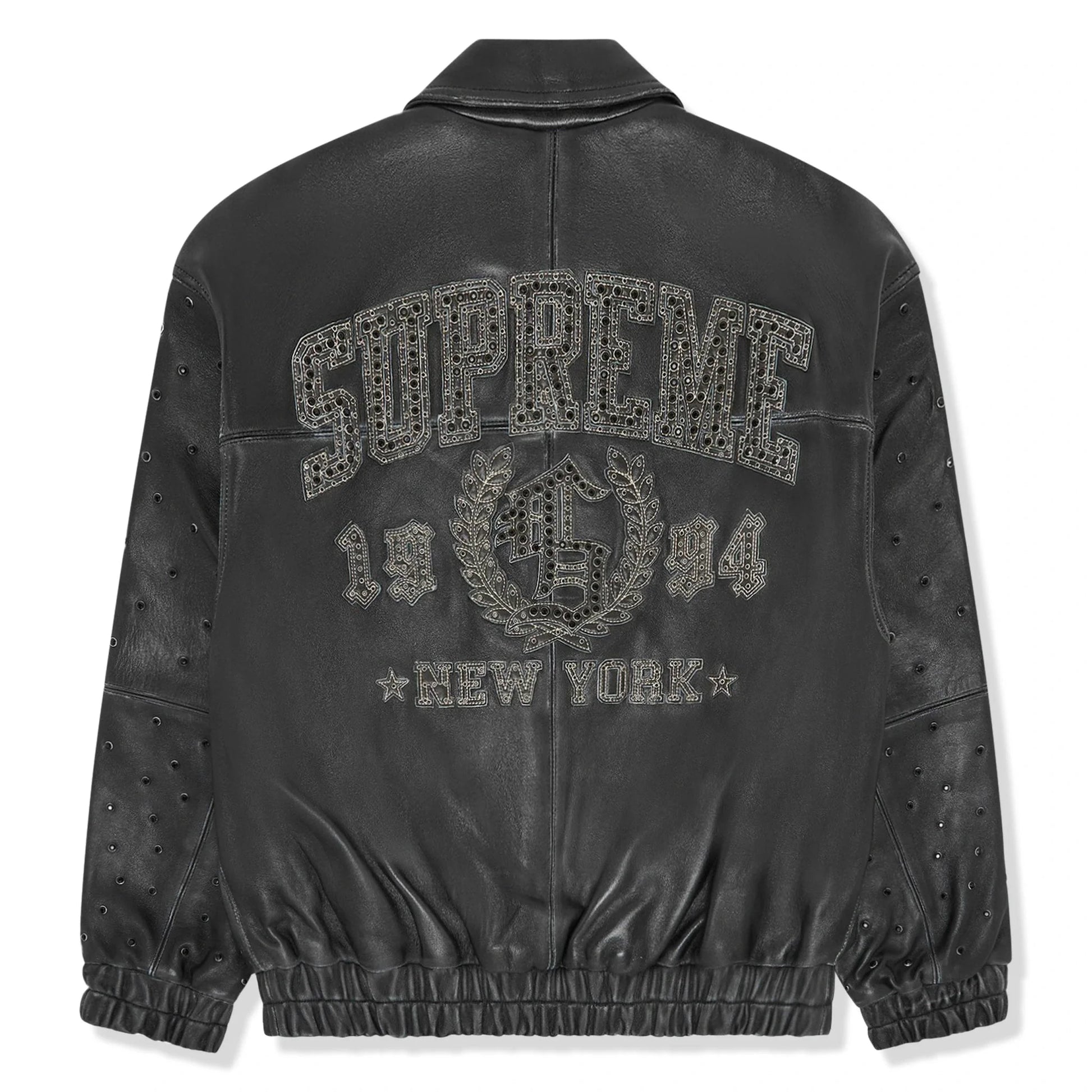 Supreme Gem Studded Black Leather Jacket