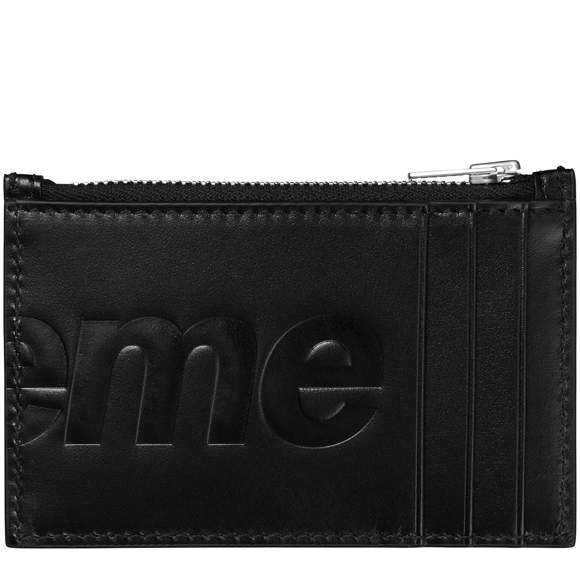 Supreme Leather Black Zipped Card Holder (FW25)