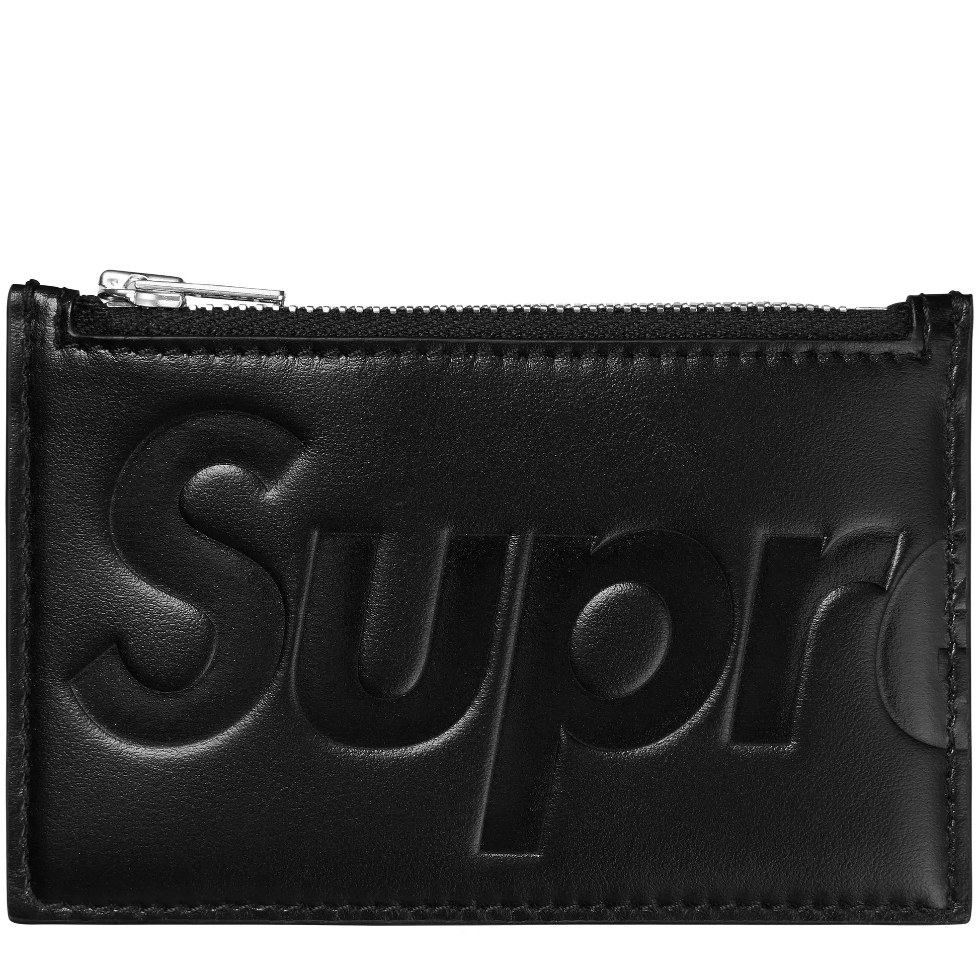 Supreme Leather Black Zipped Card Holder (FW25)