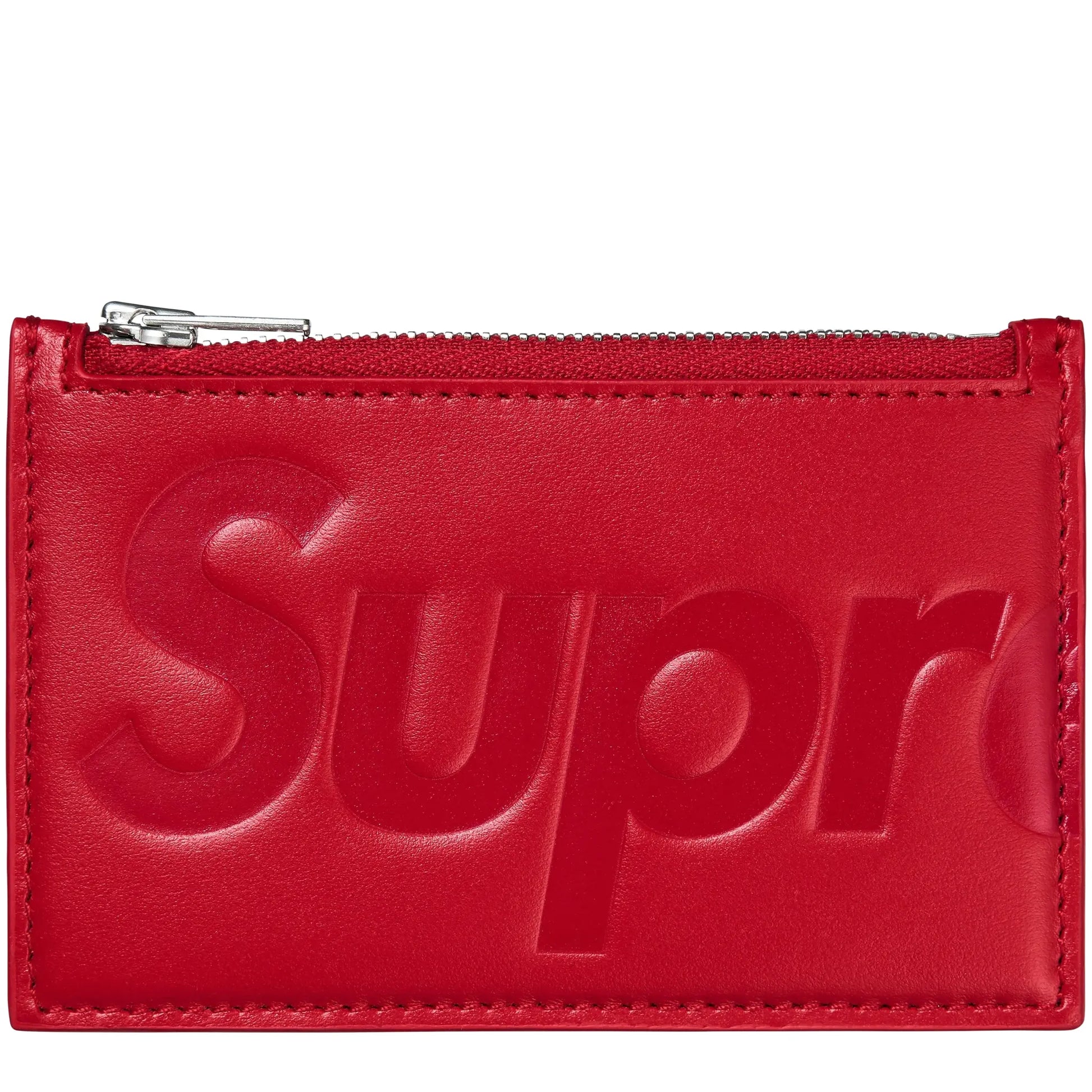 Supreme Leather Red Zipped Card Holder (FW25)