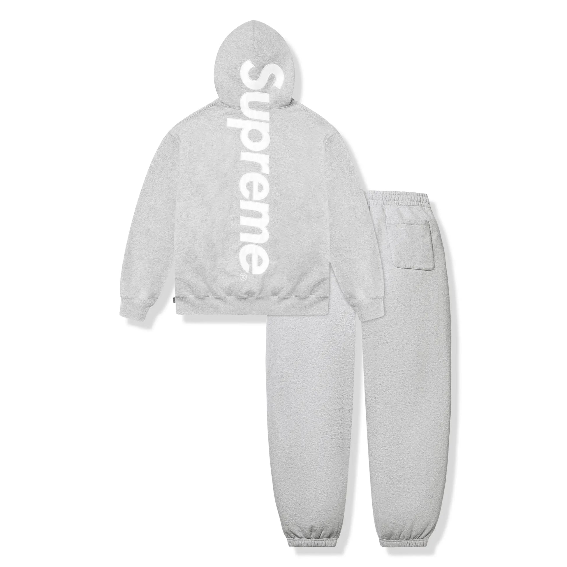 Supreme Satin Applique Heather Grey Hoodie & Sweatpants (FW25)