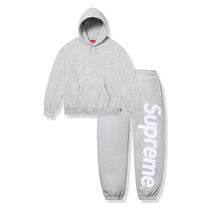 Supreme Satin Applique Heather Grey Hoodie & Sweatpants (FW25)