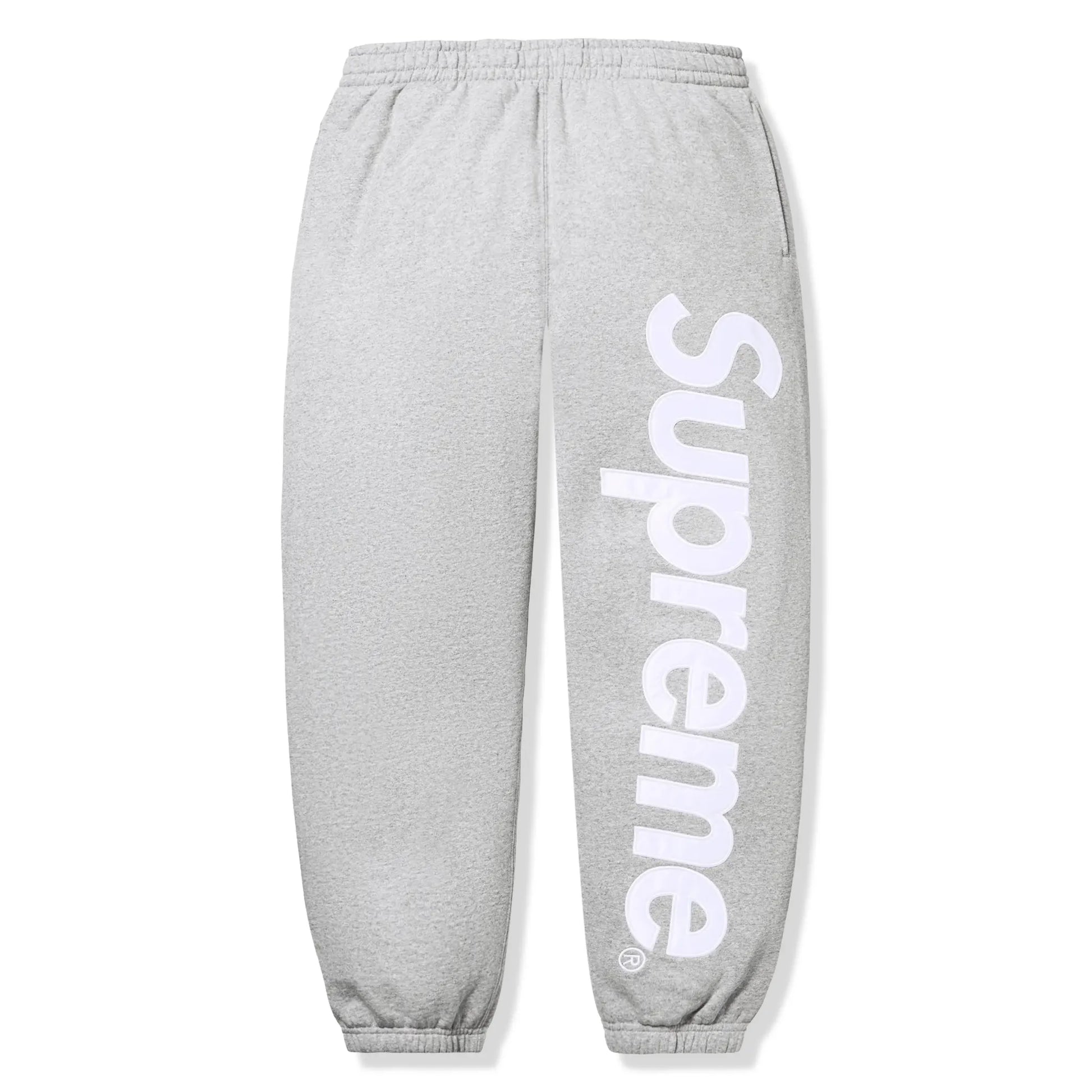 Supreme Satin Applique Heather Grey Hoodie & Sweatpants (FW25)