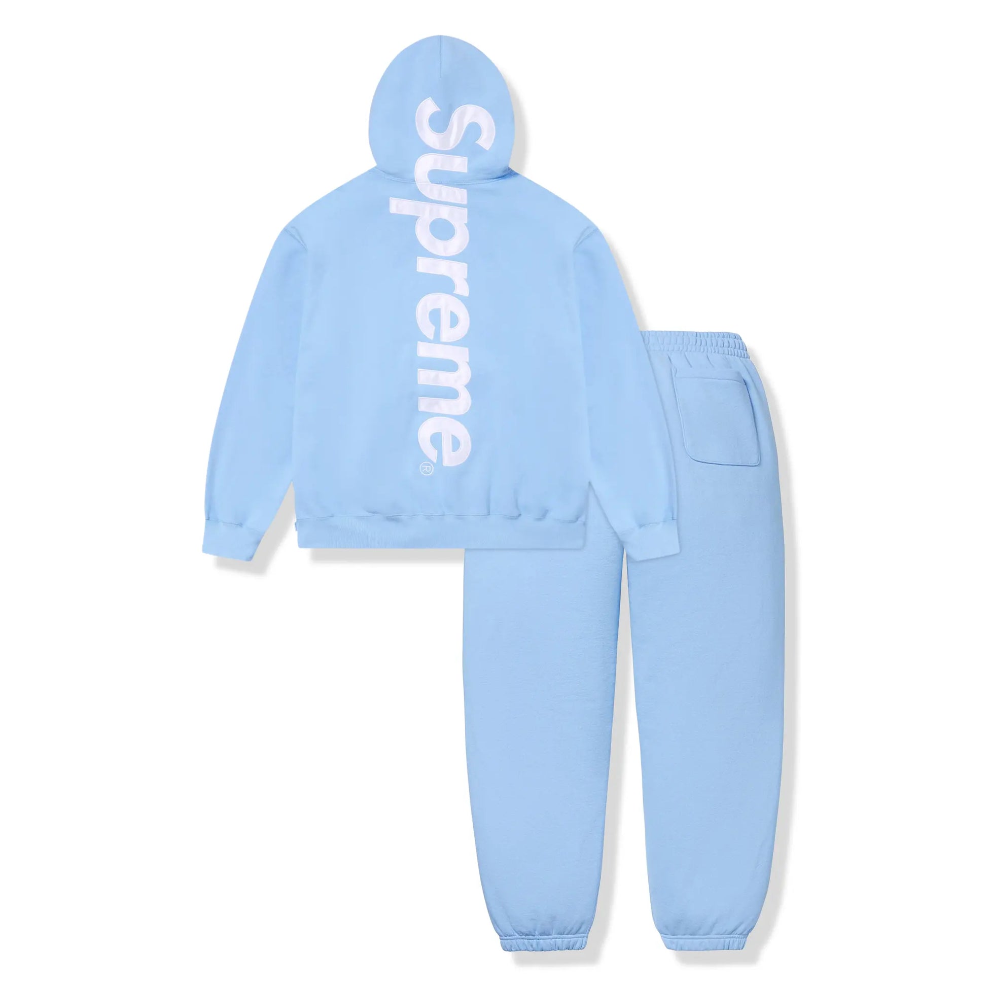 Supreme Satin Applique Light Blue Hoodie & Sweatpants (FW24)
