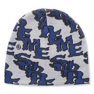 Supreme Slanted Gothic Outline White Blue Beanie (SS26)