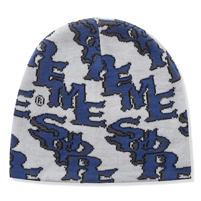 Supreme Slanted Gothic Outline White Blue Beanie (SS26)