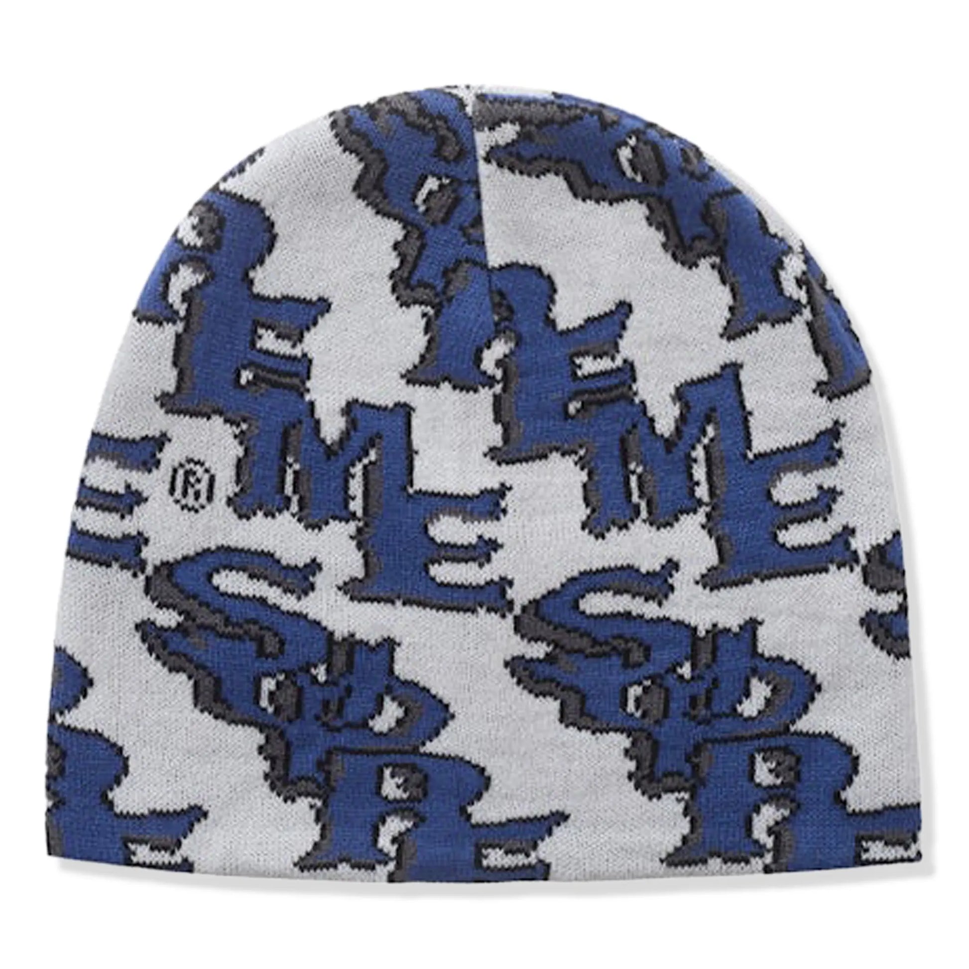 Supreme Slanted Gothic Outline White Blue Beanie (SS26)