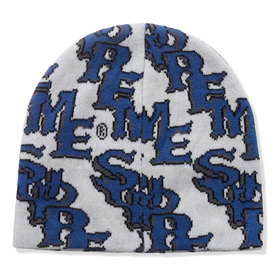 Supreme Slanted Gothic Outline White Blue Beanie (SS26)