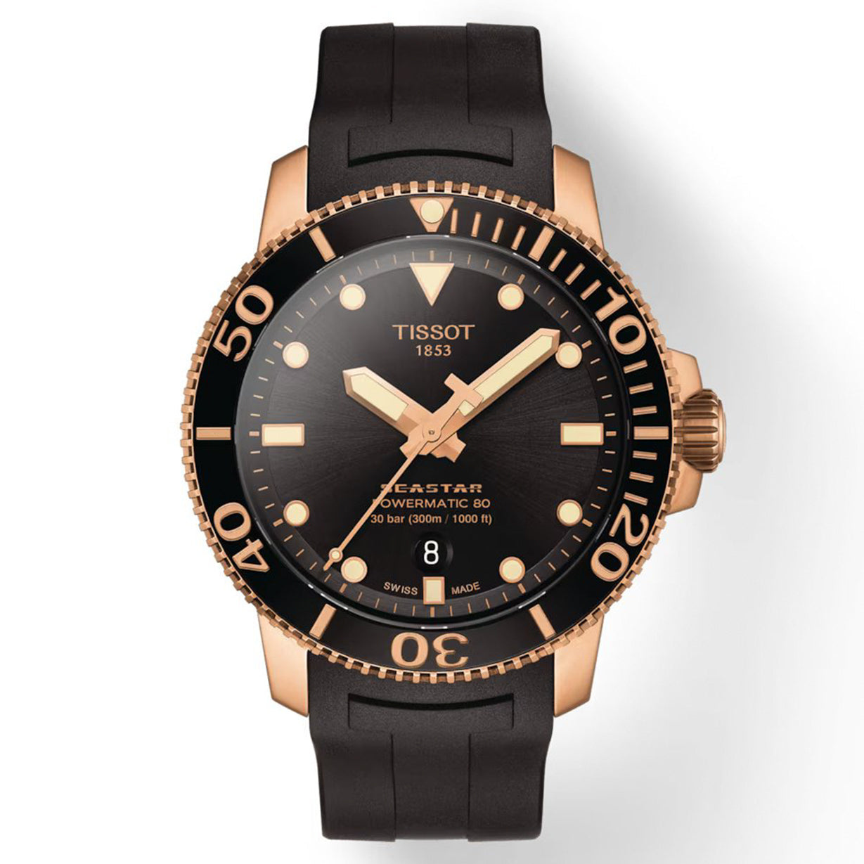 Tissot T-Sport Black Dial Men 43mm Seastar 1000 powermatic 80 Silicium