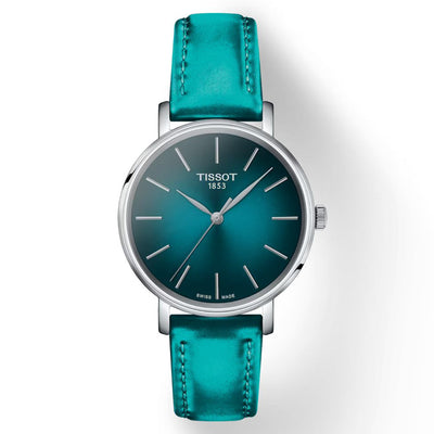 Tissot T-Classic Graded Turquoise & Black Dial Women 34mm