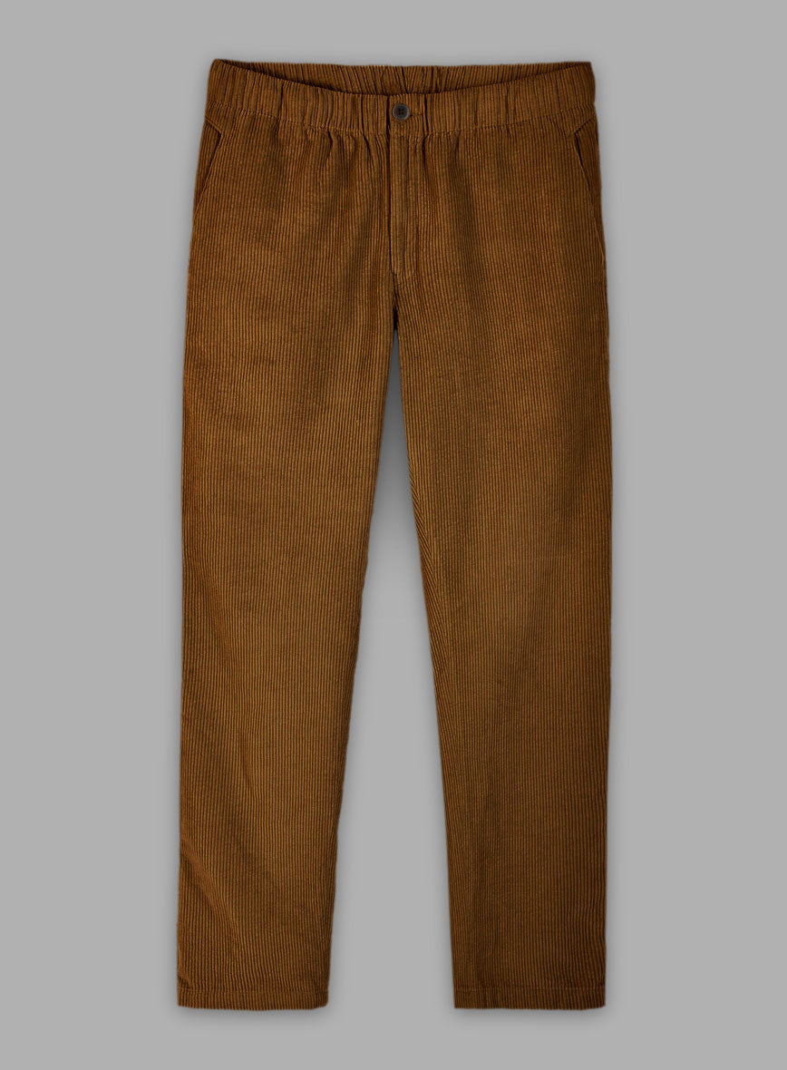 Tan Stretch Pin Corduroy Easy Pants