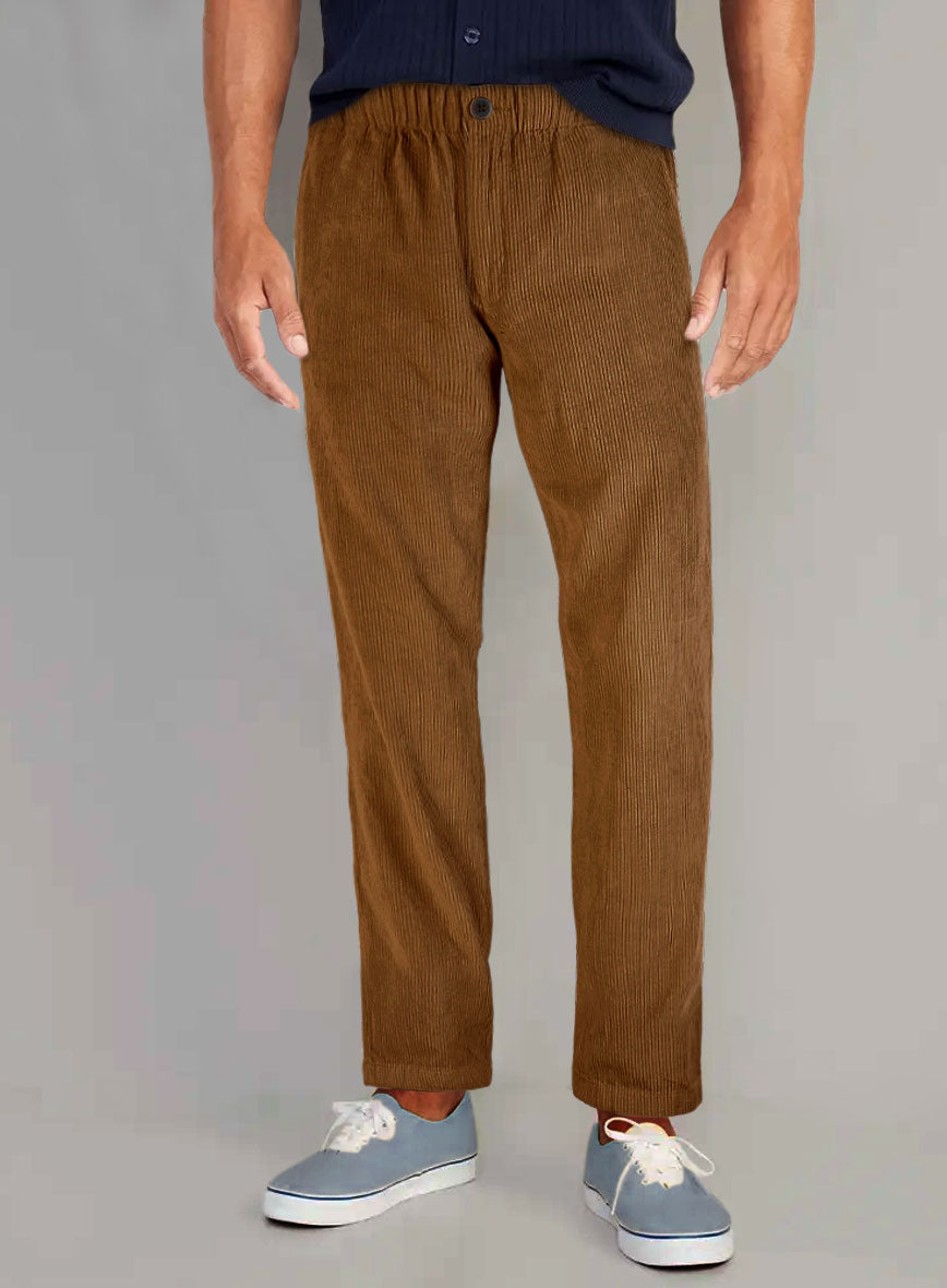 Tan Stretch Pin Corduroy Easy Pants