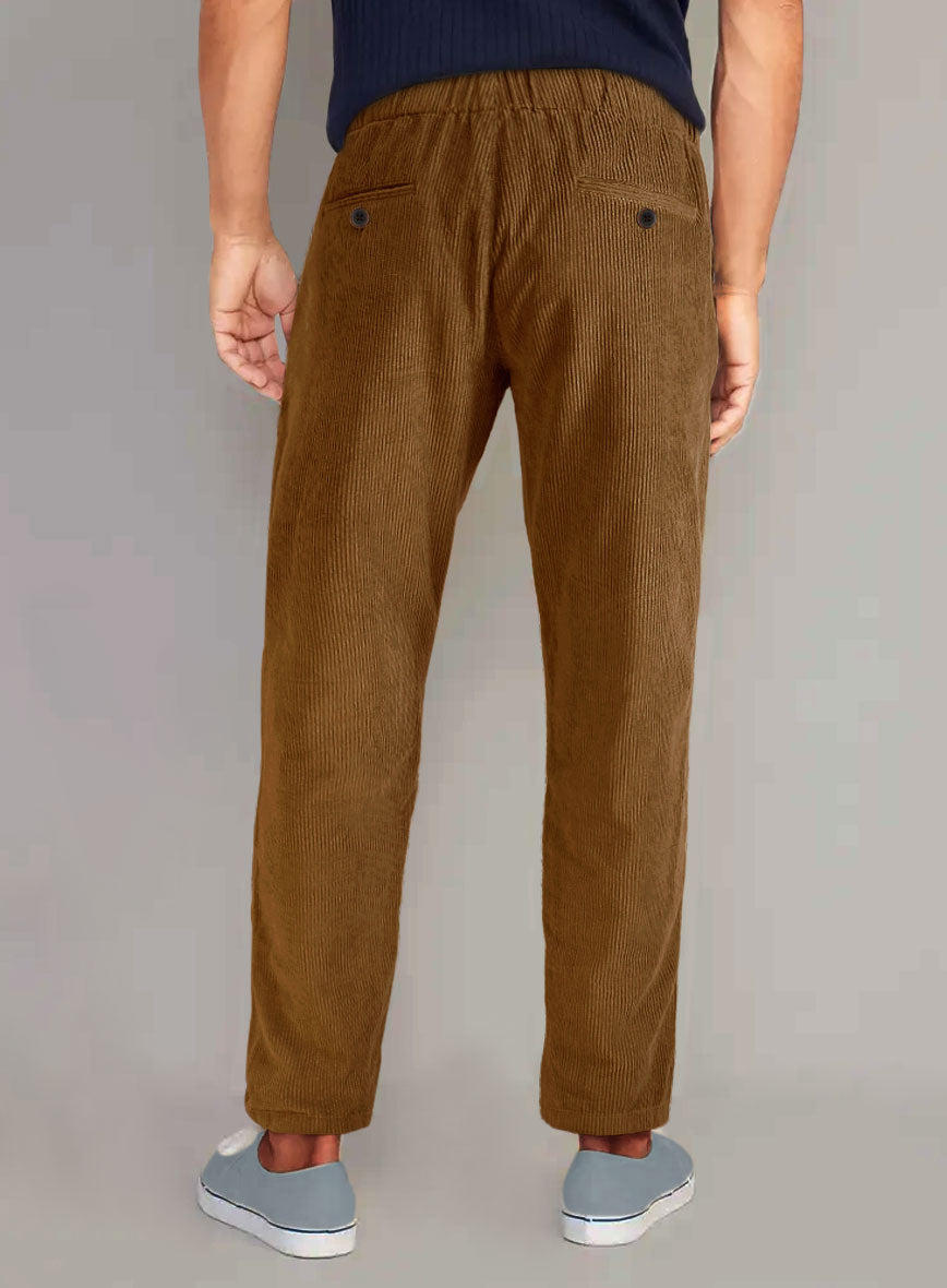 Tan Stretch Pin Corduroy Easy Pants
