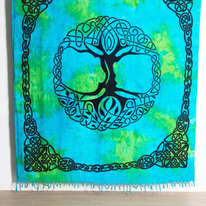 Celtic Tree of Life Tie Dye Tapestry w/Fringe