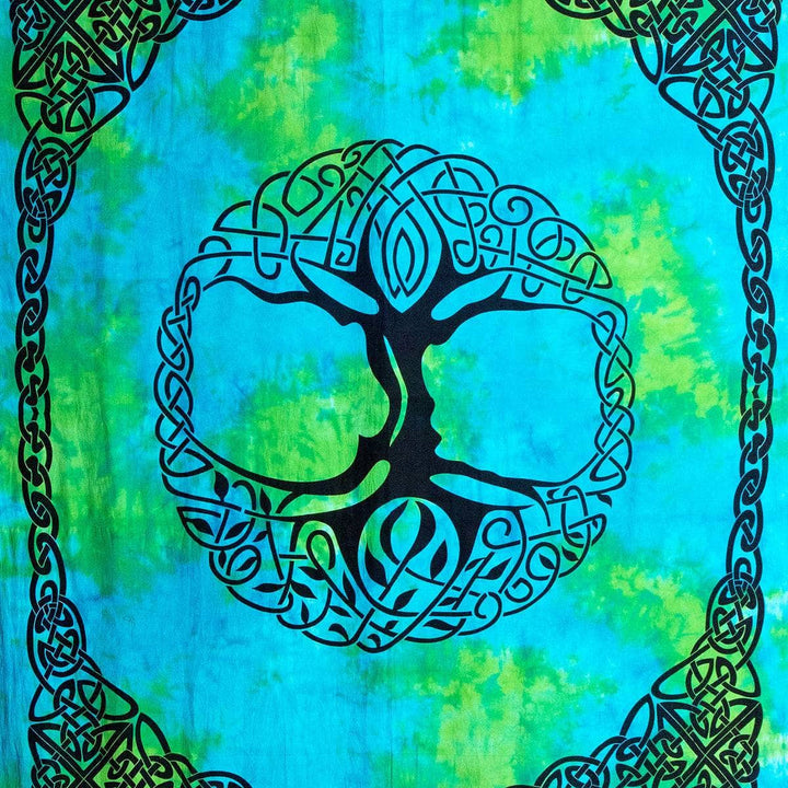 Celtic Tree of Life Tie Dye Tapestry w/Fringe