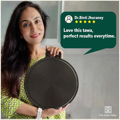 Super Smooth Cast Iron Tawa, Pre-seasoned, 100% Pure, Toxin-free, Induction, 27.9cm, 2.7 kg