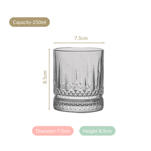 Set Of 6 Premium Ribbed Whiskey Glasses 250ml
