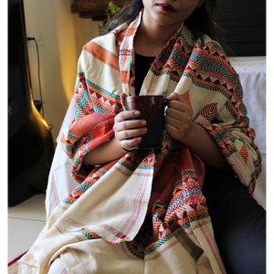 White Dongaria Handloom Shawl