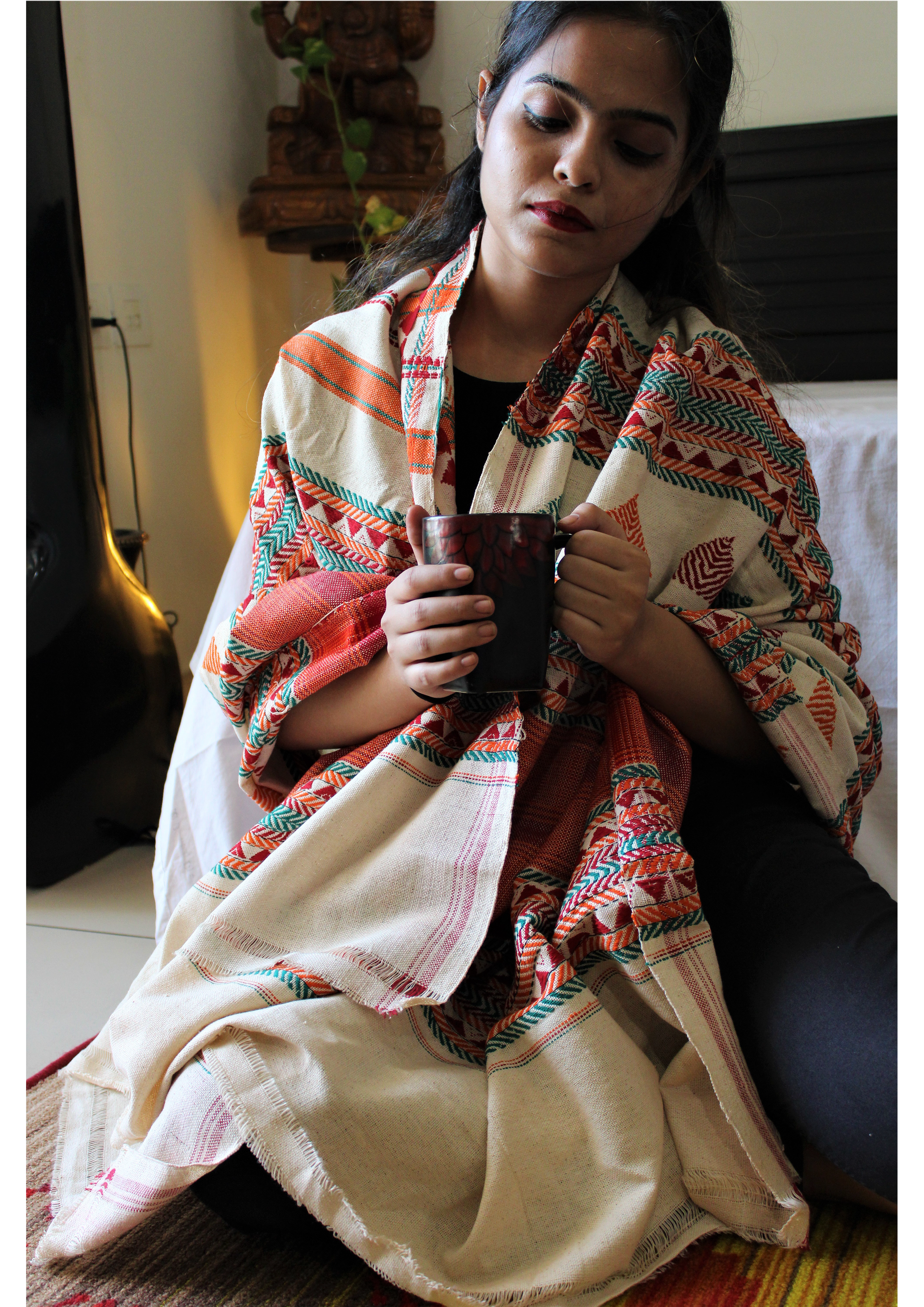 White Dongaria Handloom Shawl