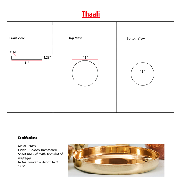 Brass Thaali -  Thaali / Plate for Dining