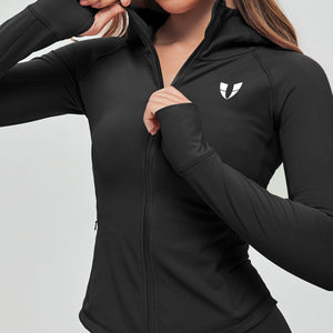 Thin Fleece Zipper Hoodie - Black