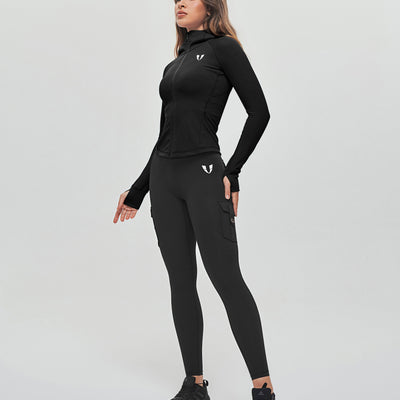Thin Fleece Zipper Hoodie - Black