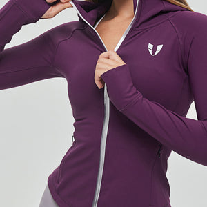 Thin Fleece Zipper Hoodie - Purple
