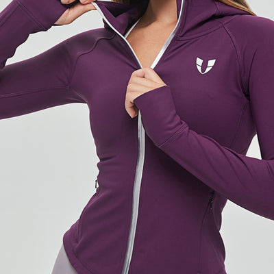 Thin Fleece Zipper Hoodie - Purple