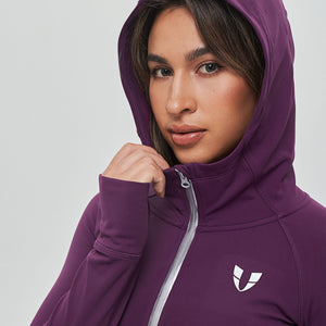 Thin Fleece Zipper Hoodie - Purple
