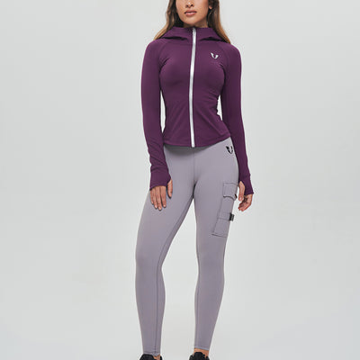 Thin Fleece Zipper Hoodie - Purple