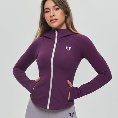 Thin Fleece Zipper Hoodie - Purple
