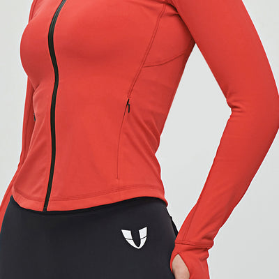 Thin Fleece Zipper Hoodie - Red