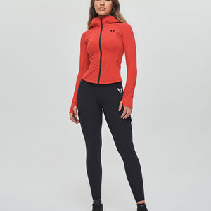 Thin Fleece Zipper Hoodie - Red