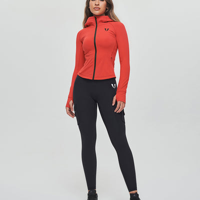 Thin Fleece Zipper Hoodie - Red