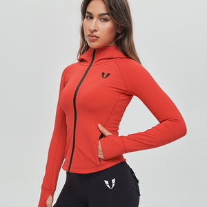 Thin Fleece Zipper Hoodie - Red