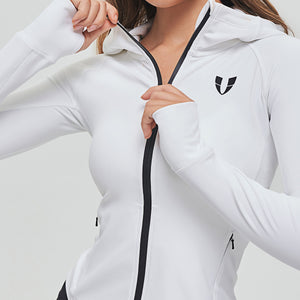 Thin Fleece Zipper Hoodie - White