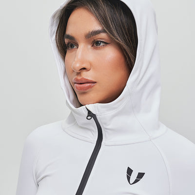 Thin Fleece Zipper Hoodie - White