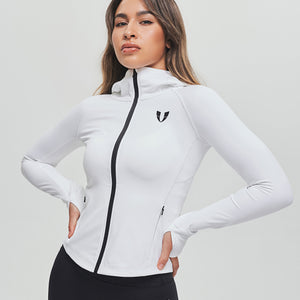 Thin Fleece Zipper Hoodie - White