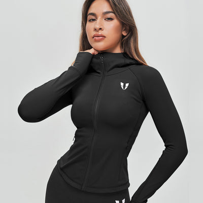 Thin Fleece Zipper Hoodie - Black