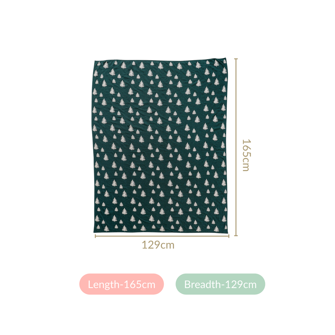 Green Reversible Christmas Tree Throw Blanket