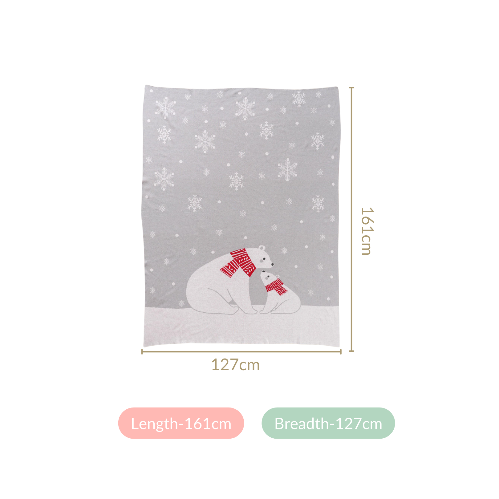 Mumma And Baby Polar Bears Cotton Throw Blanket