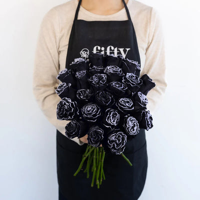 Tinted Black Fuzzy Roses