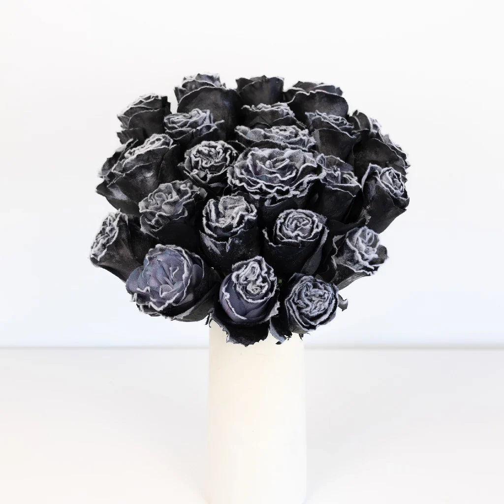 Tinted Black Fuzzy Roses