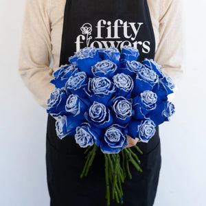 Tinted Blue Fuzzy Roses