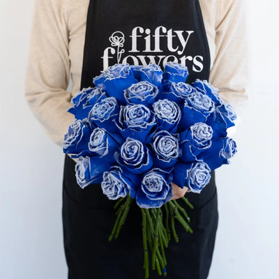 Tinted Blue Fuzzy Roses