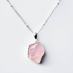 Rose Quartz Raw Crystal Necklace