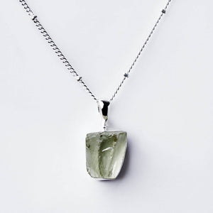 Genuine Green Amethyst Raw Crystal Necklace