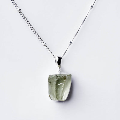 Genuine Green Amethyst Raw Crystal Necklace